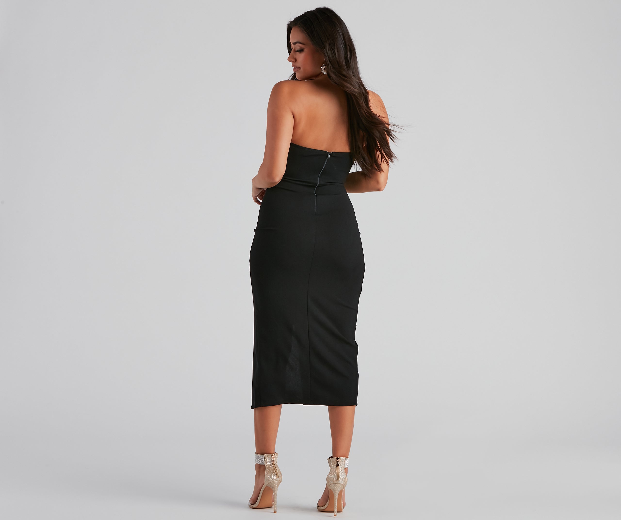 Zadie Formal High-Slit Midi Dress