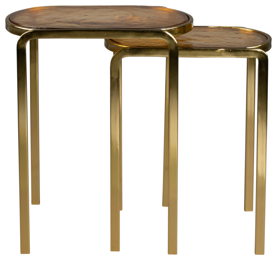 Amber Glass Side Table Set (2)  Dutchbone Bandu   Contemporary   Coffee Table Sets   by Oroa   Distinctive Furniture  Houzz