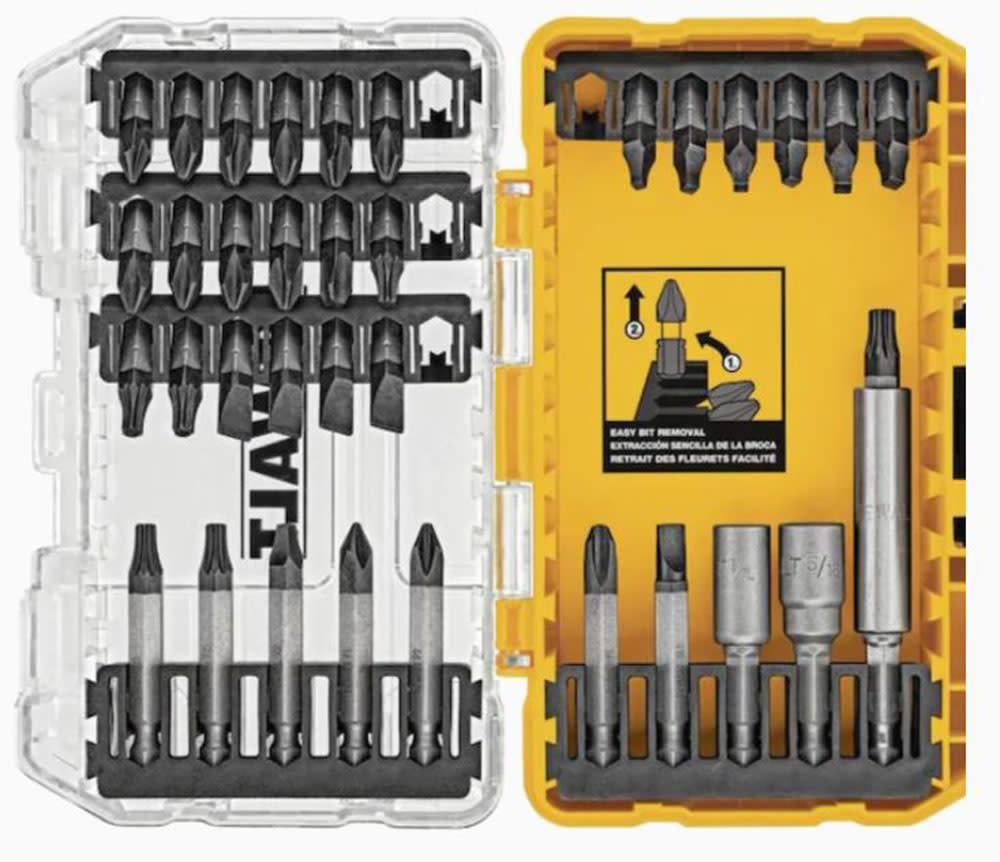 DEWALT 20V MAX 1/4 Brushless Impact Driver Kit with Tough Grip Tough Grip 35pc Steel Hex Shank Screwdriver Bit Set