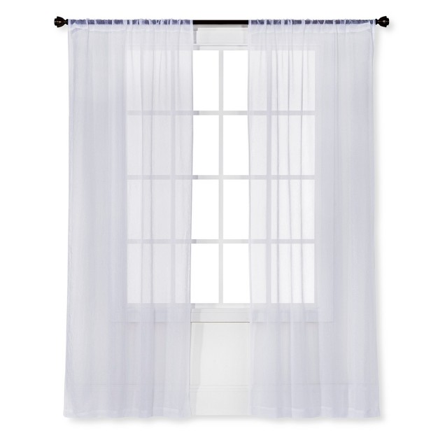 1pc Sheer Crinkle Window Curtain Panel White