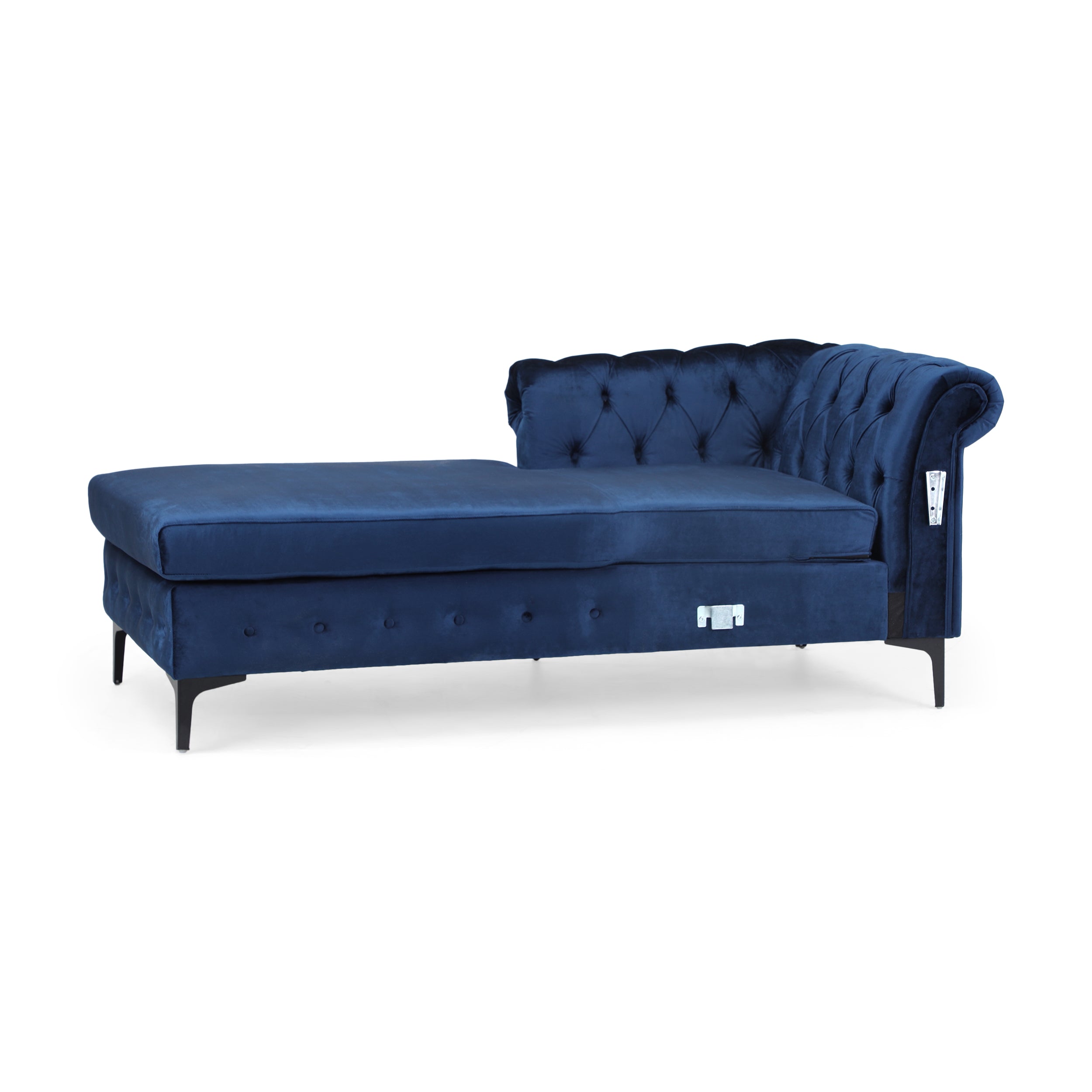 Juelz Contemporary Velvet 3 Seater Sectional Sofa with Chaise Lounge