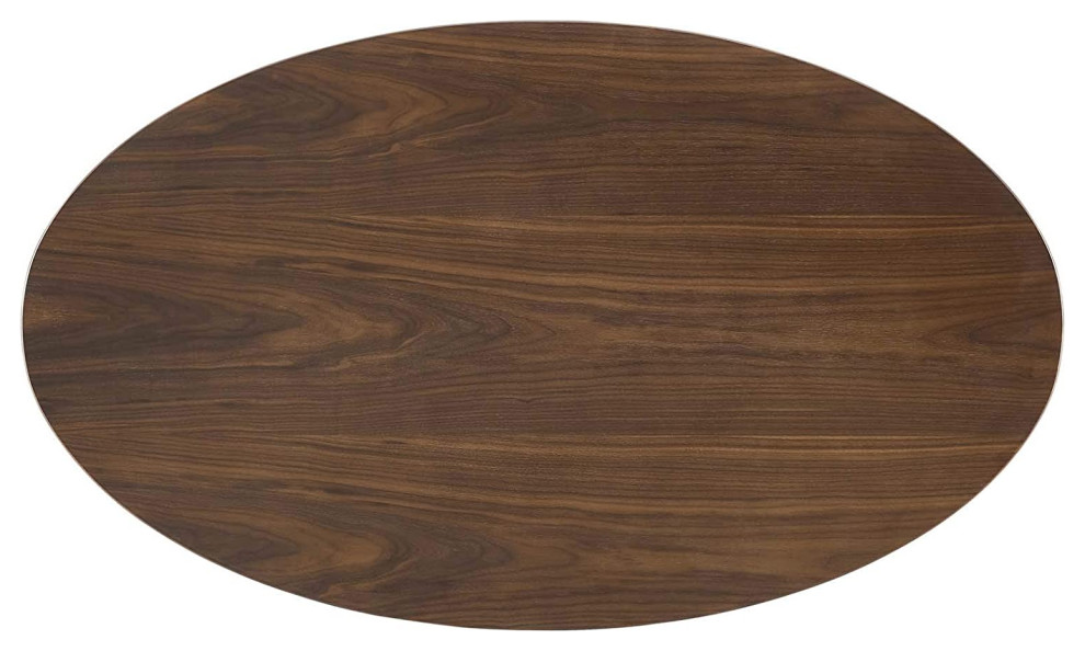 Modern Coffee Table  Black Pedestal Base  ampOval Walnut Top  Minimalist Design   Craftsman   Coffee Tables   by Declusia  Houzz