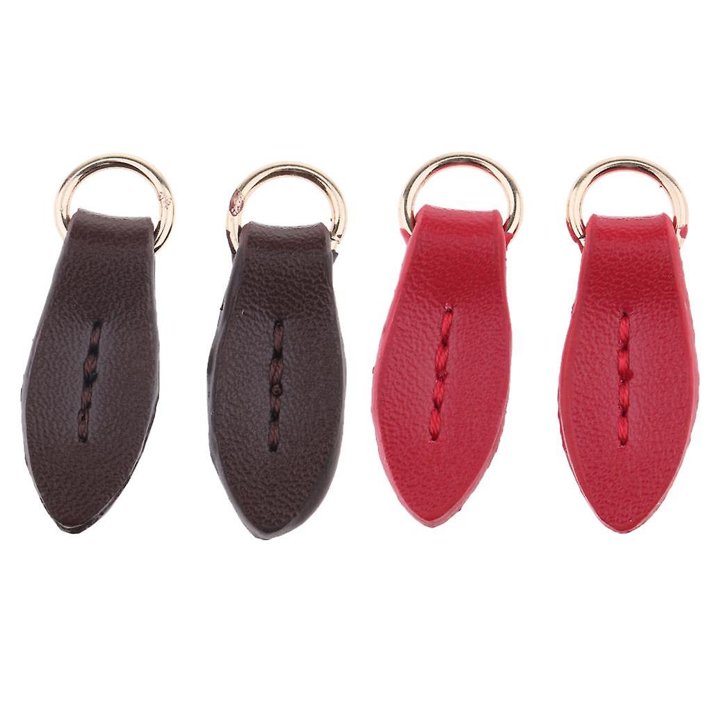 3x 2pcs Leather Zipper Puller Replacement Slider For Wallet Purse Bag Coffee