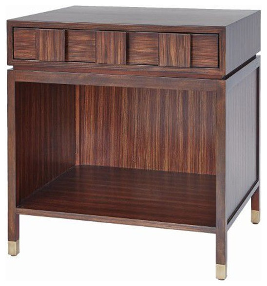 MidCentury Modern Wood Block Accent Table  Cube Zebra Wood Stripe Square Drawer   Transitional   Side Tables And End Tables   by My Swanky Home  Houzz