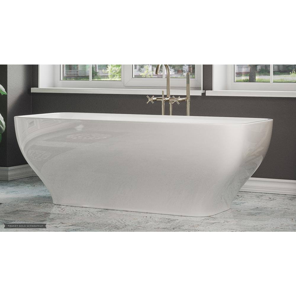 PELHAM  WHITE Oxford 67 in. Acrylic Curvy Rectangle Freestanding Bathtub in White Drain in White PW82078-W