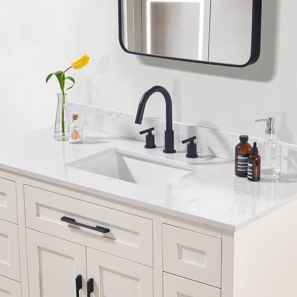 Altair Trento 49 in W x 22 in D Engineered Stone Composite Vanity Top in Aosta White with White Rectangular Single Sink