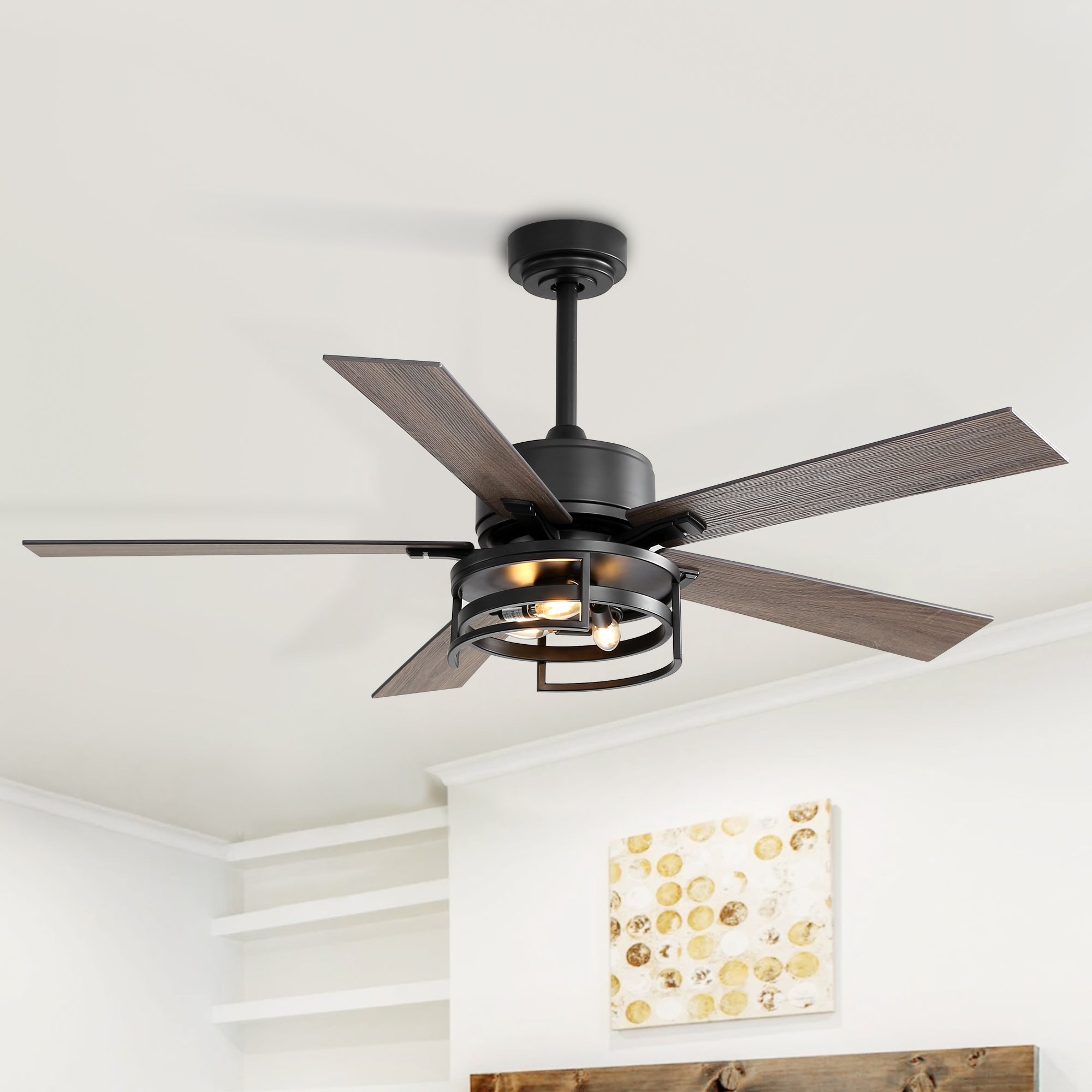 52 in. Indoor Black Ceiling Fan with Light Kit and Remote Control Included Shopping - The Best Deals on Ceiling Fans | 41525208