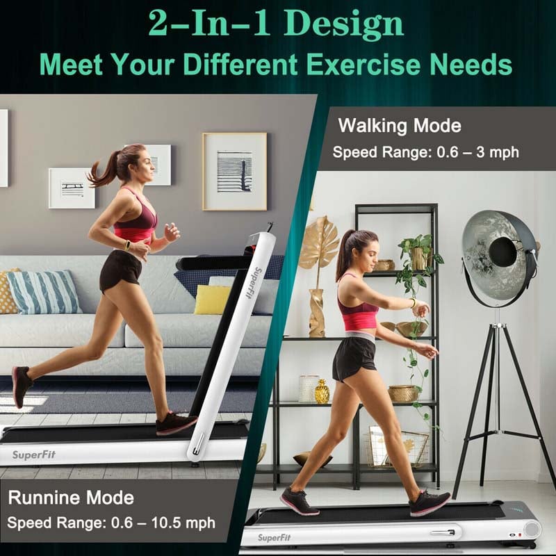 2 in 1 4.75HP Folding Treadmill, Under Desk Electric Treadmill, Portable Running Machine with APP Control, LED Touch Screen, Bluetooth Speaker