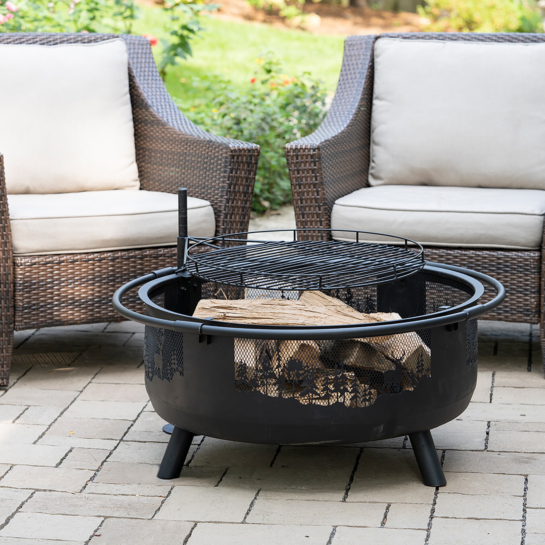 Blue Sky Outdoor Living WBFB36SG-MD 36-in W Black Steel Wood-Burning Fire Pit