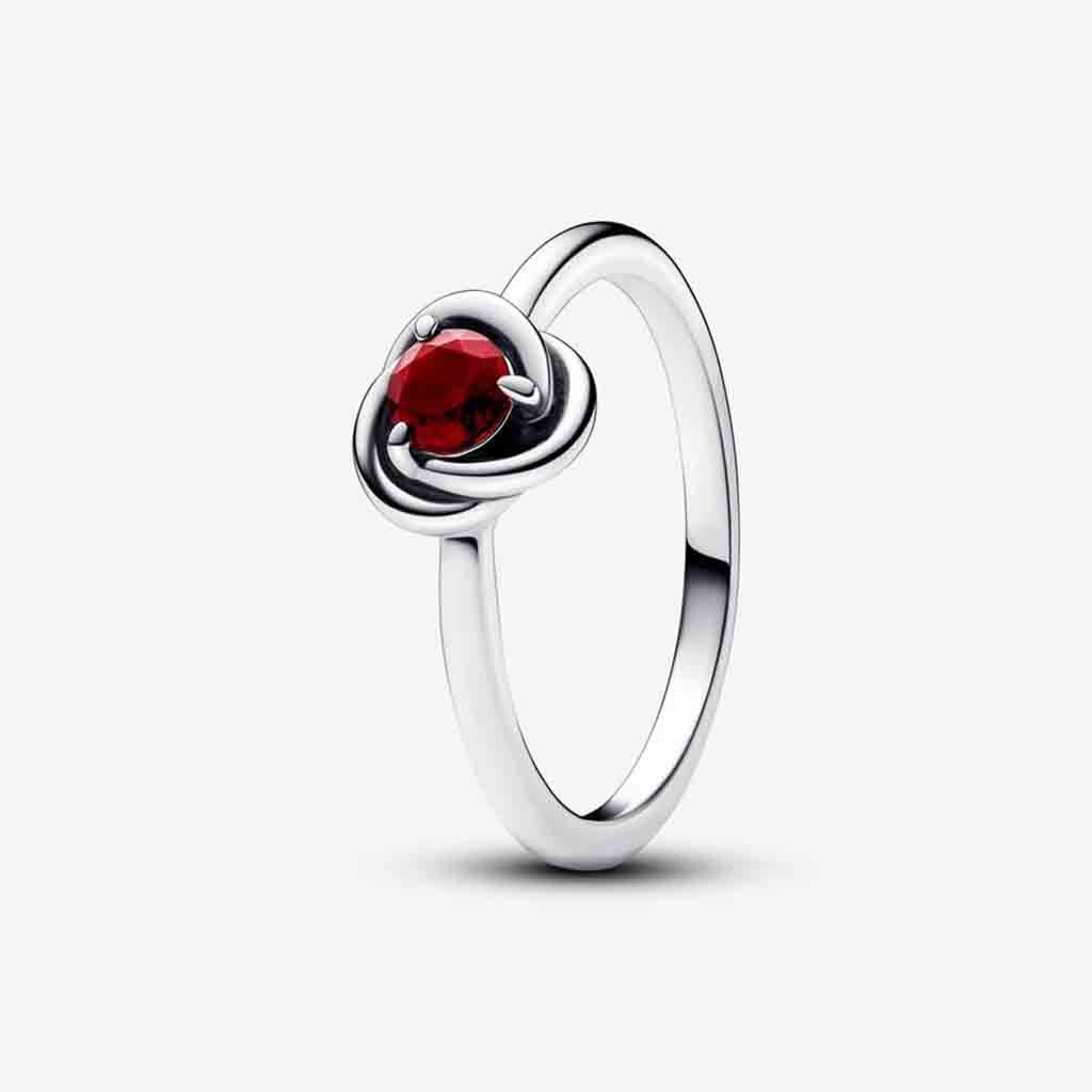 PANDORA  January Red Eternity Circle Ring