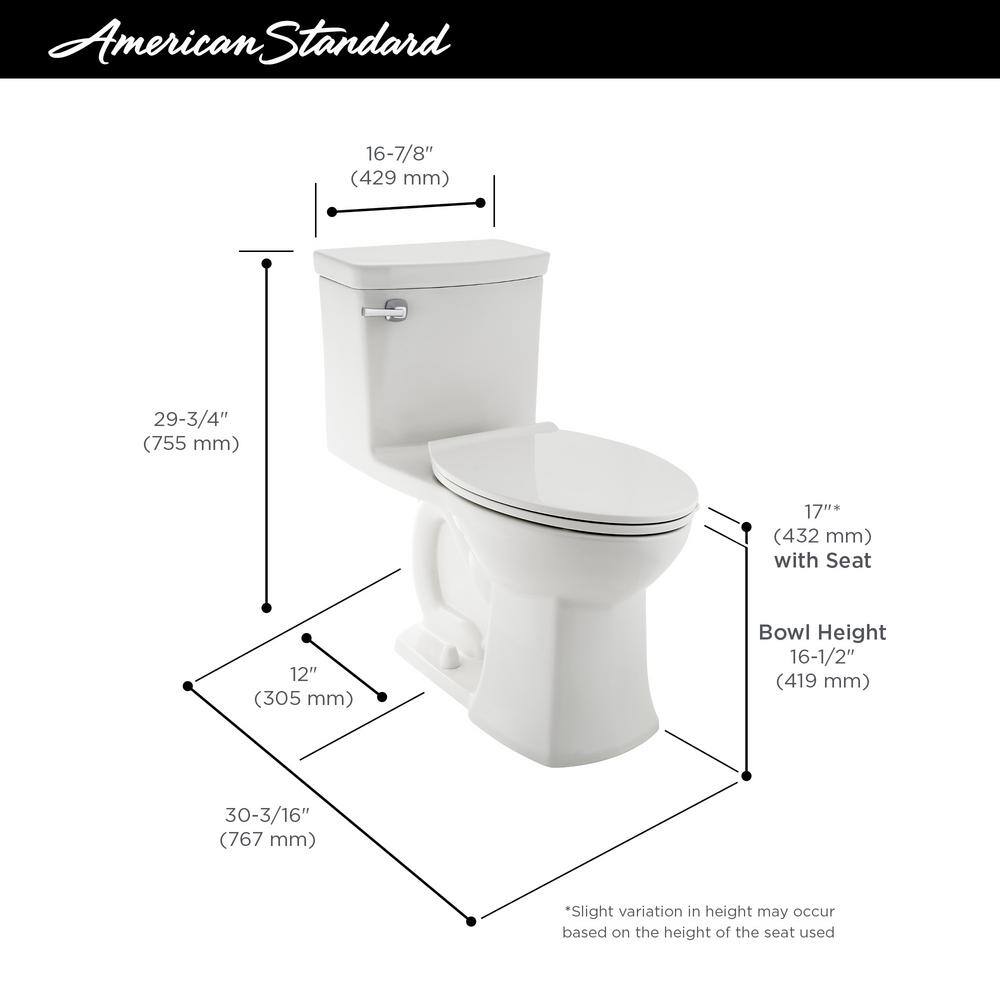 American Standard Townsend Vormax Tall Height 1-Piece 1.28 GPF Single Flush Elongated Toilet in White Seat Included 2922A104.020