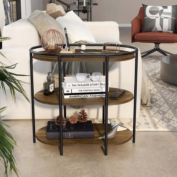 Furniture of America Moore 3-Tiered Side Table with USB Ports and Outlets