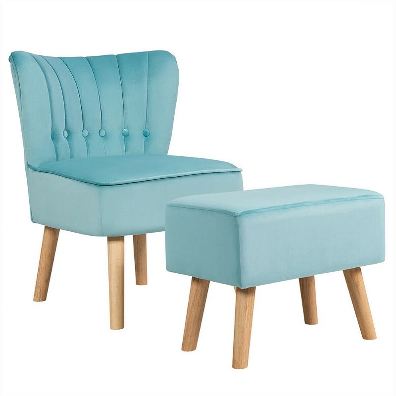 Modern Accent Chair Ottoman Set with Footstool