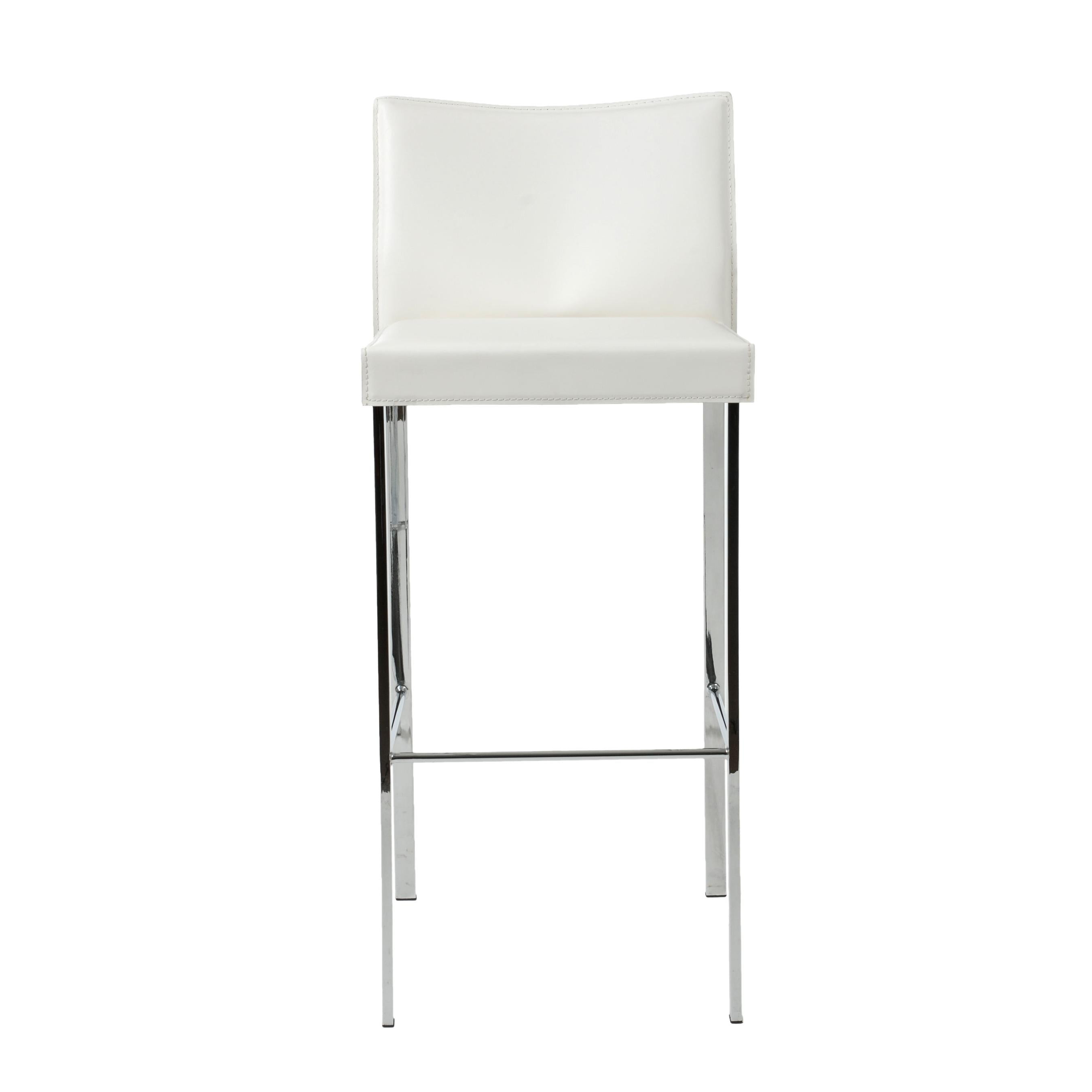 Set of Two Riley-B Bar + Counter Stools in White Leather