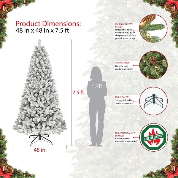 Puleo International 7.5' Flocked Virginia Pine Artificial Christmas Tree