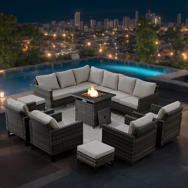 Outdoor Patio Sofa with Swivel Chairs Set