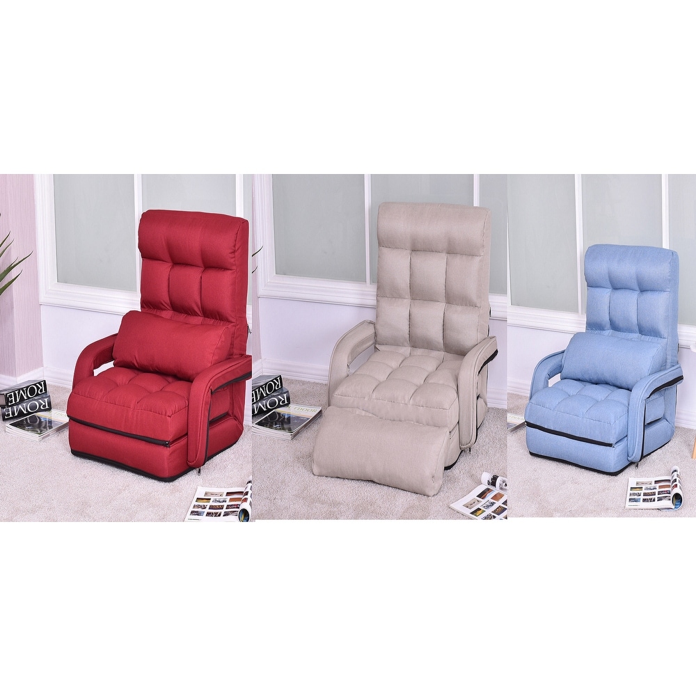 Costway Folding Floor Single Sofa Massage Recliner Chair W/ a Pillow 5