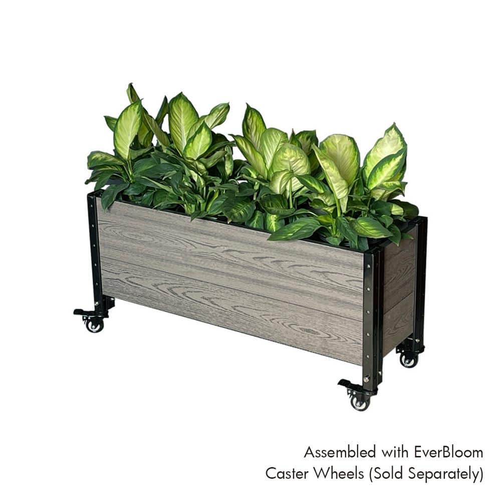 EverBloom 36 in. L x 12 in. W x 14 in. H Composite Trough Planter in Grey E143612G