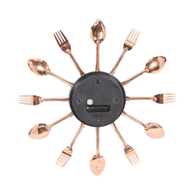 Metal Starburst Utensil Wall Clock Copper Olivia amp May