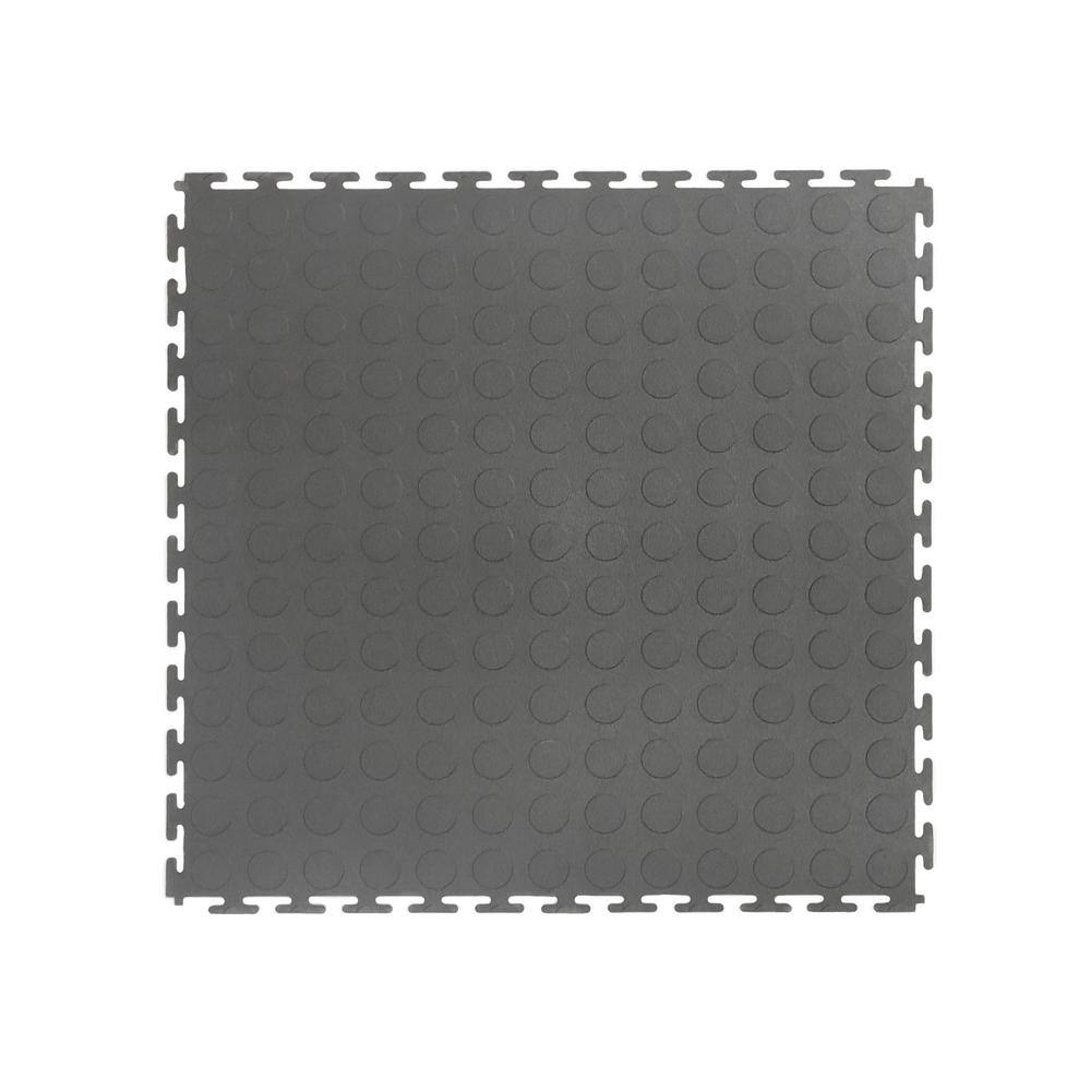 TrafficMaster Gray Raised Coin 18 in. x 18 in. x 3.1 mm Rubber Interlocking Modular Flooring Tiles 6-Pack (13.5 sq. ft.) 11GRN-532-18X18