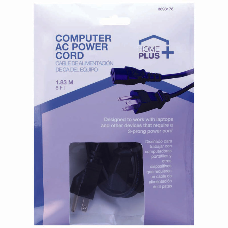 AC POWER CORD 6' BLK 1PK