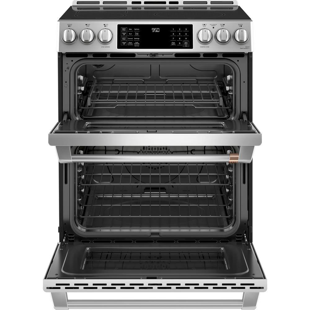 Cafe 30 in. 6.7 cu. ft. Smart Slide-In Double Oven Induction Range with Convection in Stainless Steel CHS950P2MS1