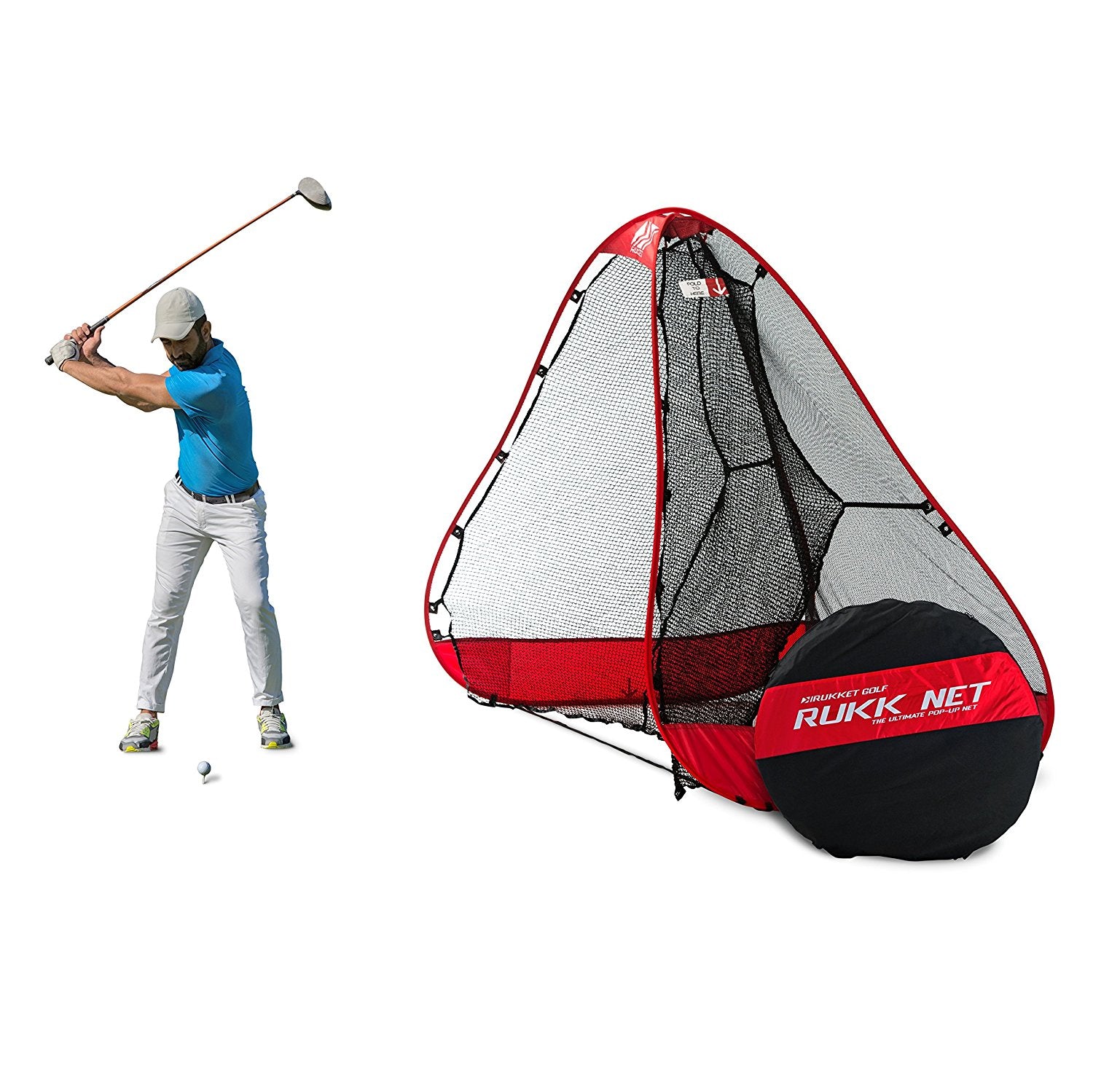 Rukknet: The Original Rukket Sports Pop-up Golf Net with Ball Return Feature， 10x7x5