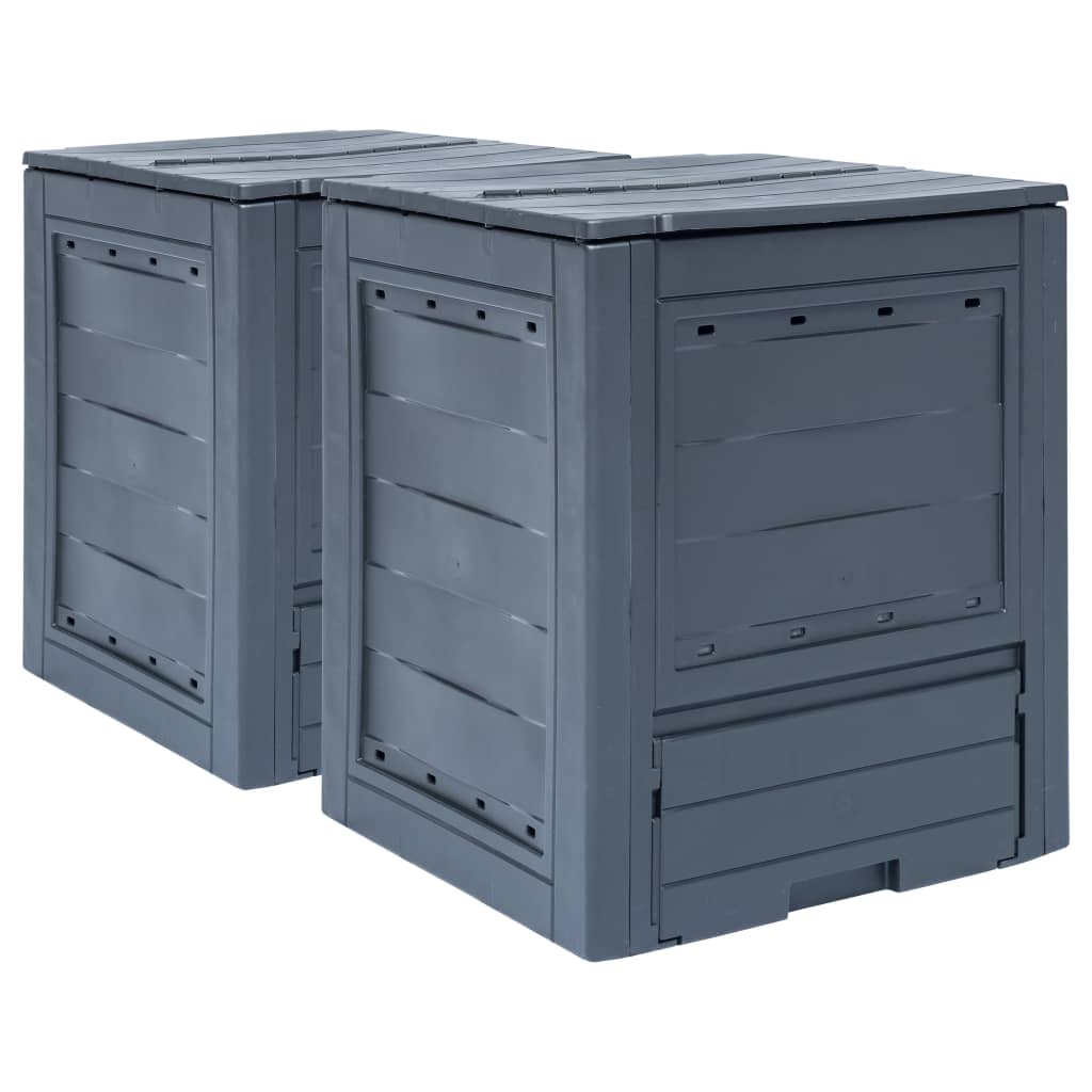 Inlife Garden Composters 2 pcs Gray 23.6"x23.6"x28.7" 137.4 gal