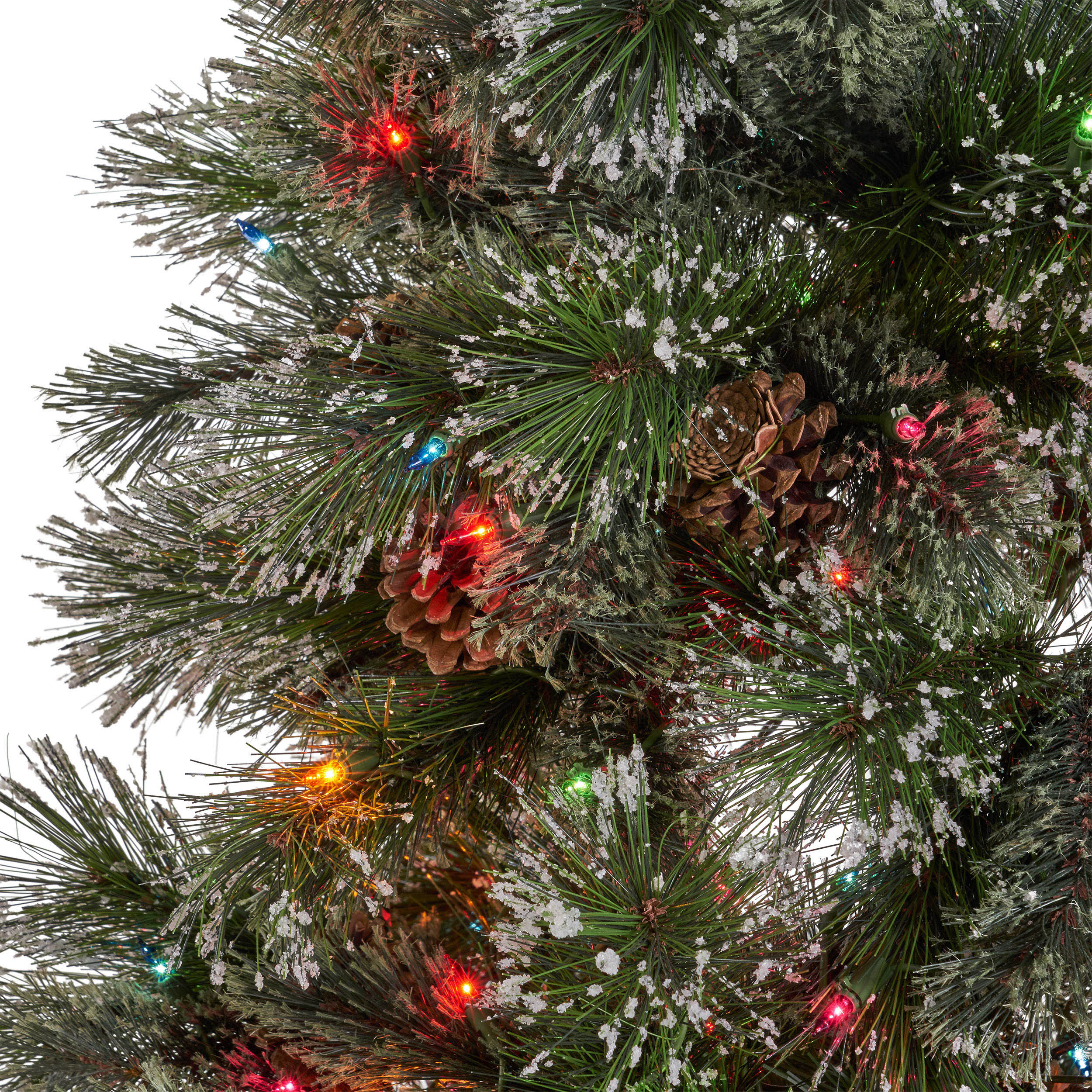 7-foot Cashmere Pine and Mixed Needles Hinged Artificial Christmas Tree with Snowy Branches and Pinecones