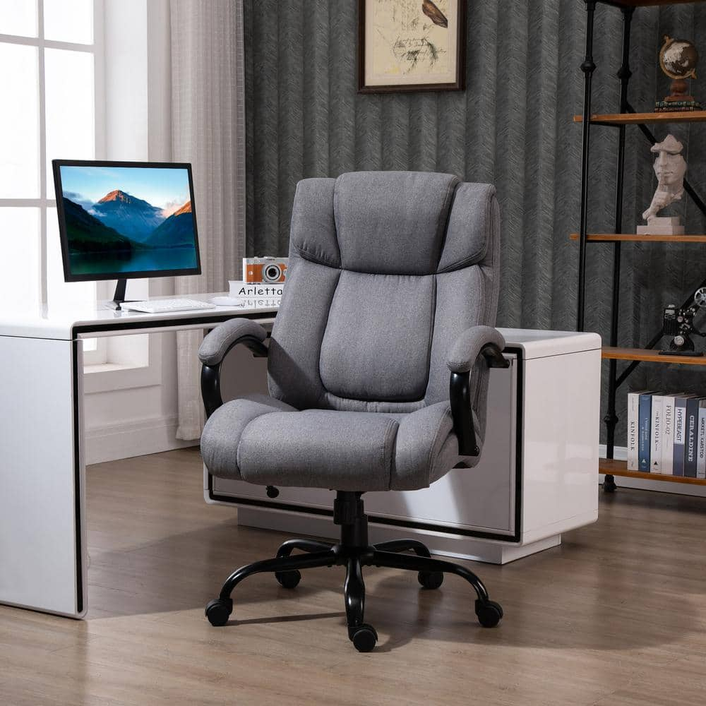 Vinsetto Light Grey, Big and Tall Executive Office Chair High Back Computer Desk Chair Ergonomic Swivel Chair with Linen Fabric 921-471LG