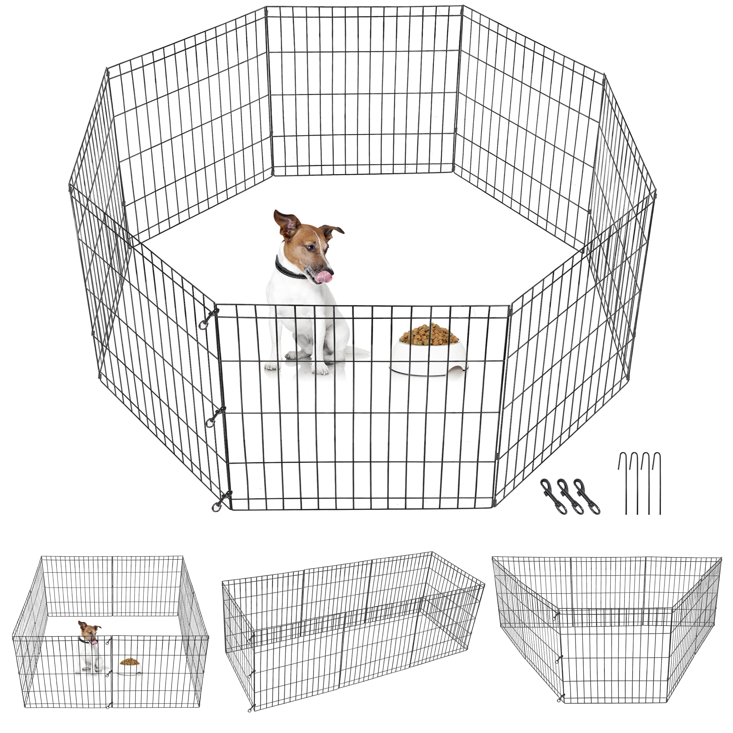 HomGarden 24-inch Height Pet Playpen 8 Folding Panel Exercise Dog Fence Indoor Outdoor