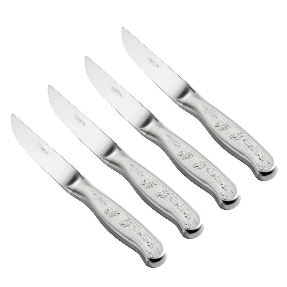 Tramontina 4-Piece Stainless Steel forged Engraved Steak Knife Set 80322004DS