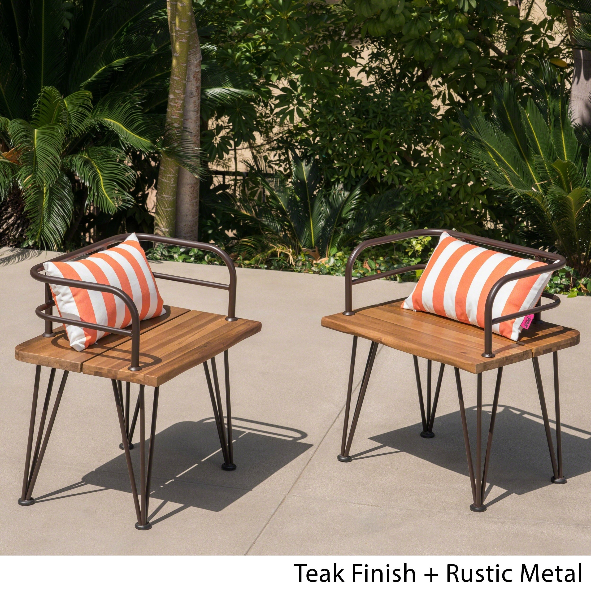 Zion Outdoor Industrial Acacia Wood Club Chair (Set of 2) by Christopher Knight Home - Overstock - 20523619