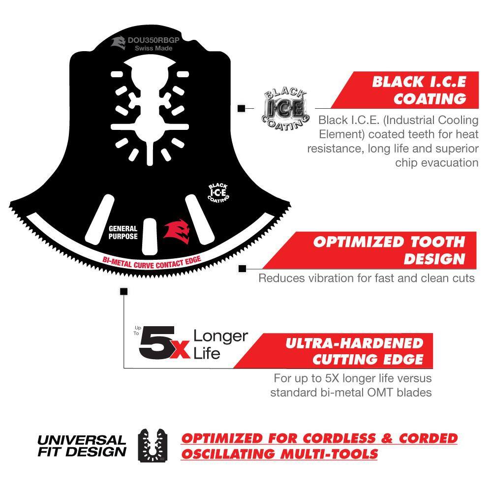 DIABLO 3-12 in. Universal Fit Bi-Metal Oscillating Blade for General Purpose Cuts DOU350RBGP