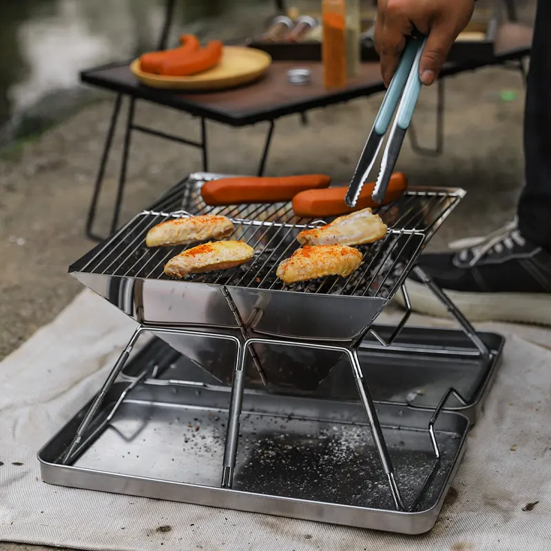 Hot Selling Foldable Inventory Stainless Steel Bbq Grill Folding Camping Barbecue Grill For Outdoor