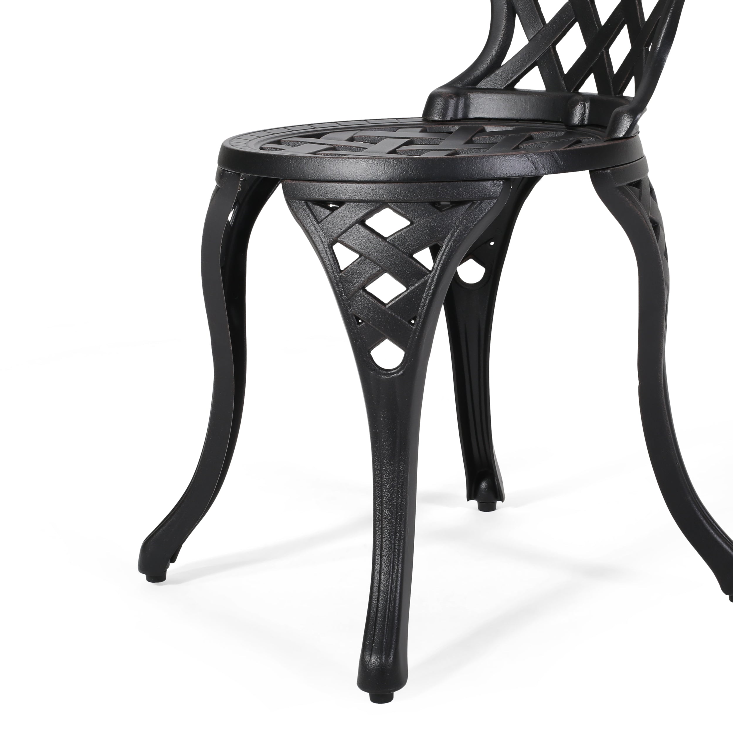 Lyon Traditional Outdoor 3-Piece Black with Bronze Cast Aluminum Bistro Set