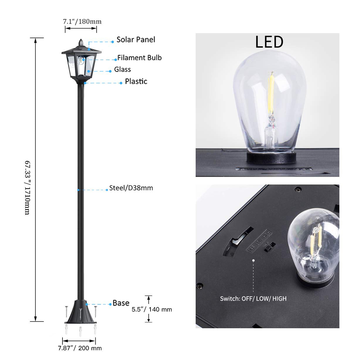 Solar Lamp Post Lights， 67