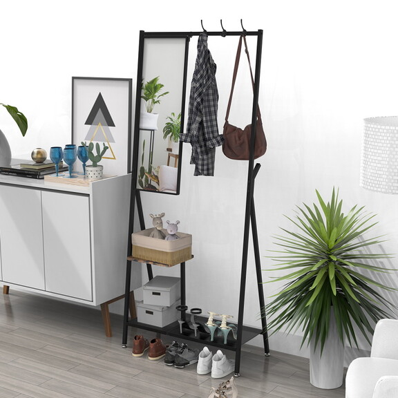 Coat Rack with Mirror  Multifunctional Hall Tree w...