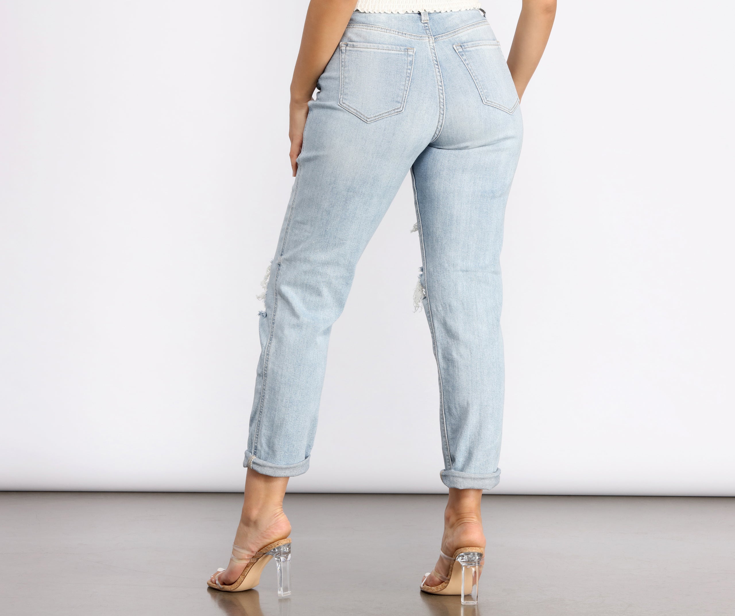 Rocky High Rise Destructed Boyfriend Jeans