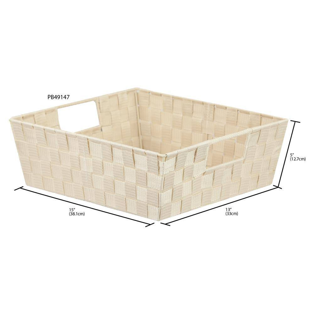 Home Basics 5 in. H x 13 in. W x 15 in. D Ivory Fabric Cube Storage Bin PB49147