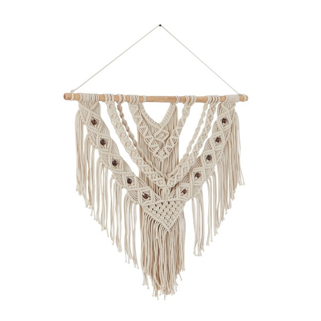 Cotton Macrame Intricately Weaved Wall Decor With Beaded Fringe Tassels Olivia amp May