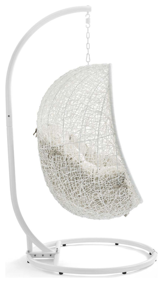 Hide Outdoor Wicker Rattan Swing Chair With Stand   Hammocks And Swing Chairs   by ShopFreely  Houzz