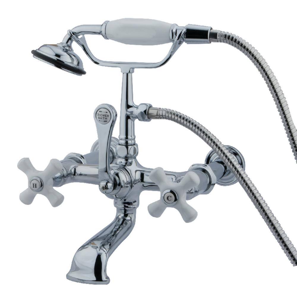 Kingston Brass Vintage 7 in. Center 3-Handle Claw Foot Tub Faucet with Handshower in Chrome HCC550T1