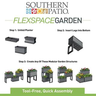 Southern Patio FlexSpace 22 in. x 11 in. x 13 in. Gray Resin Modular Raised Garden Bed HDR-076650