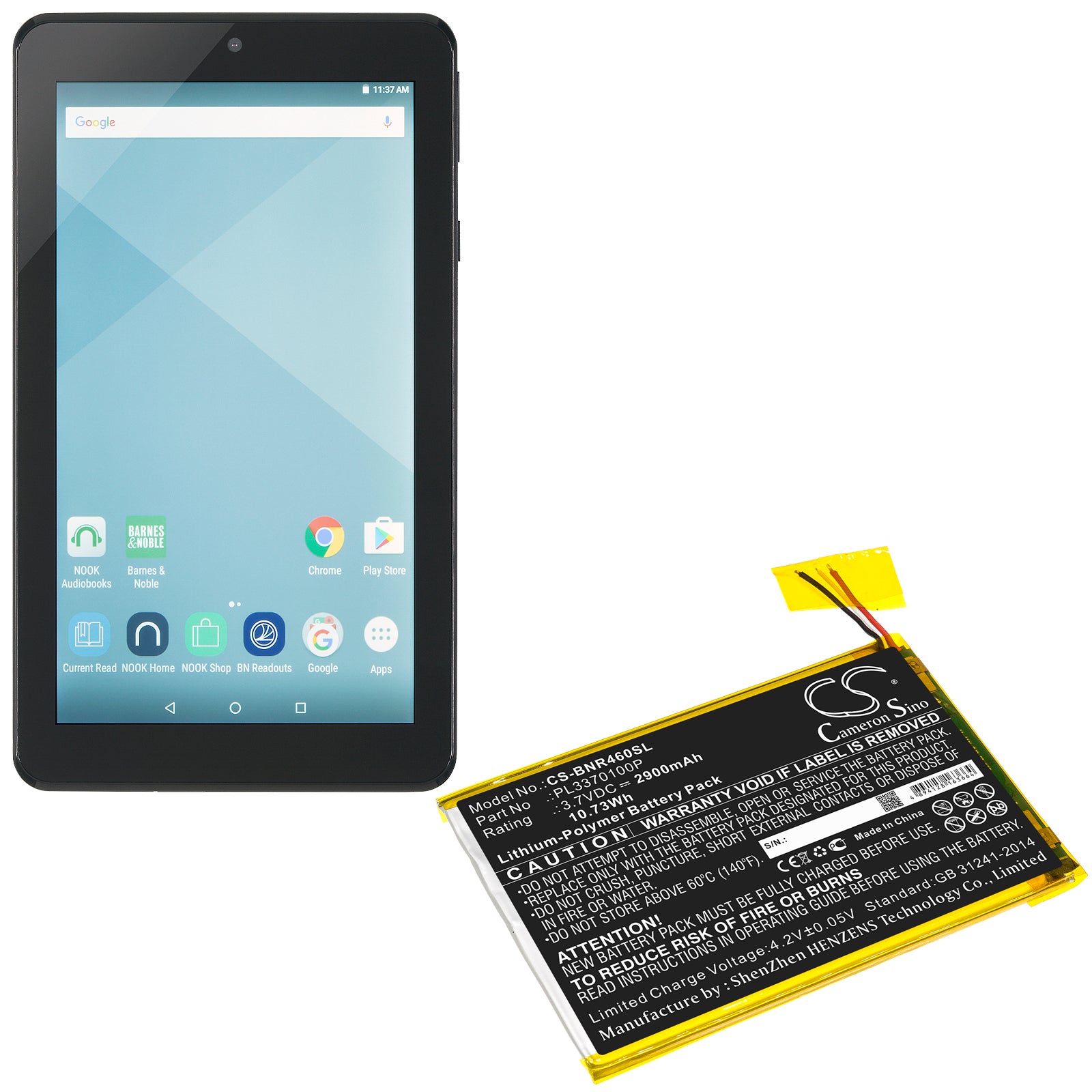 Barnes amp Noble BNTV460 Nook 7 Replacement Battery BatteryClerkcom Tablet