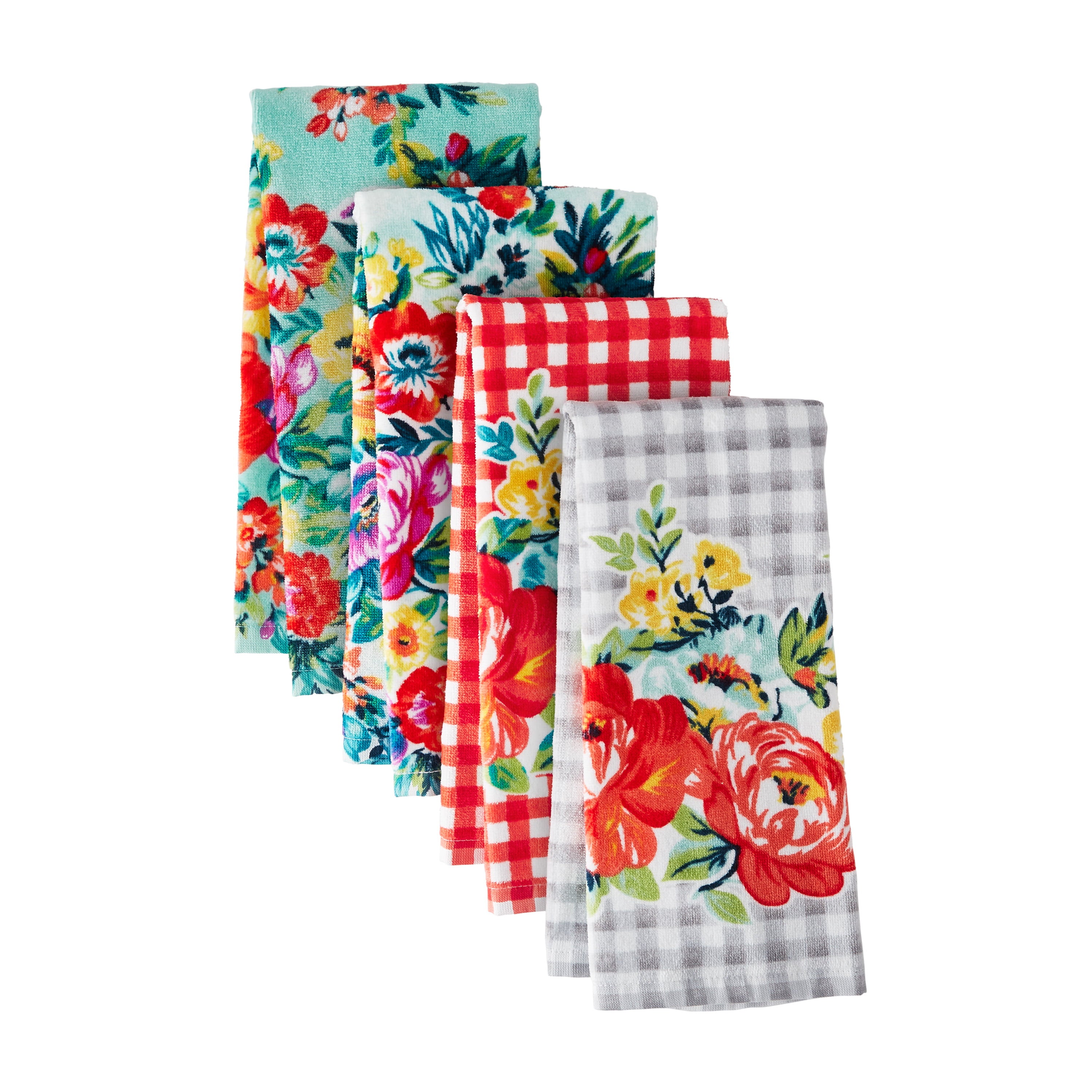 The Pioneer Woman Sweet Romance Kitchen Towel Set， Multicolor， 16W x 28L， 4 Piece