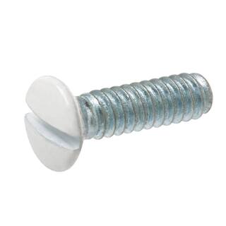 Everbilt #6-32 x 1 in. White Slotted Drive Oval-Head Switch Plate Machine Screw (25-Piece) 802754