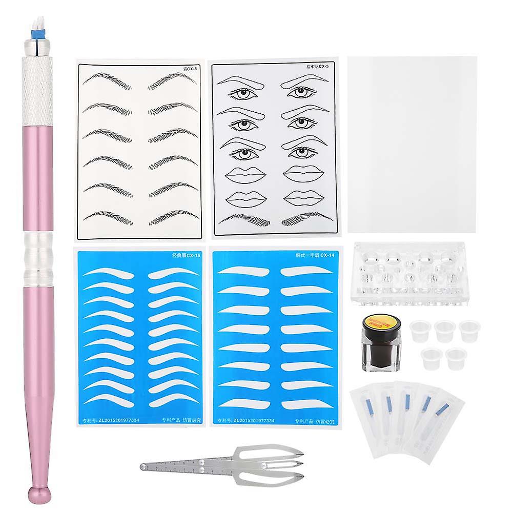 Microblading Eyebrow Tattoo Kit Practice Skin Needle Pigment Ring Cup Tattoo Set 5#