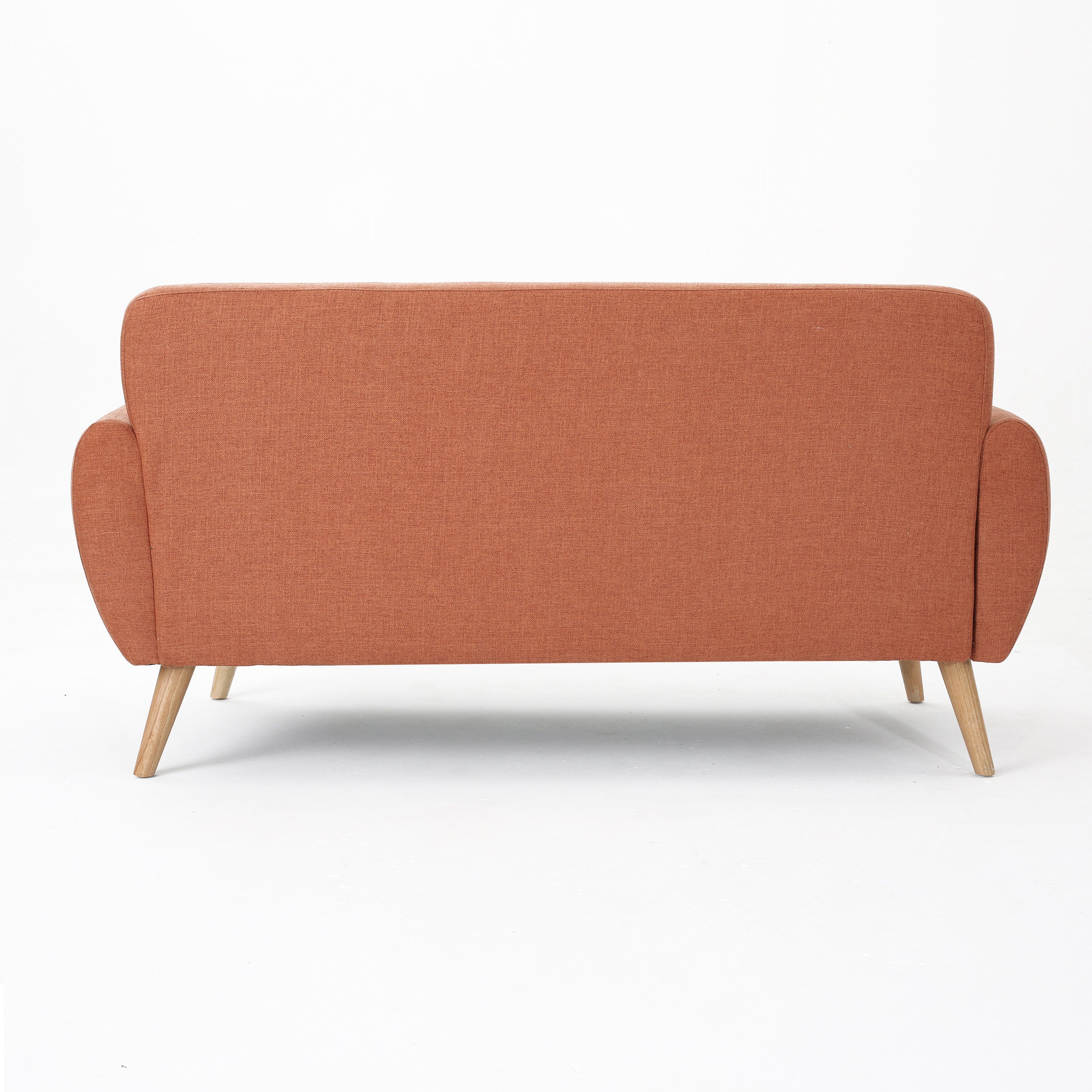 Noble House Petite Fabric Tufted Sofa, Burnt Orange