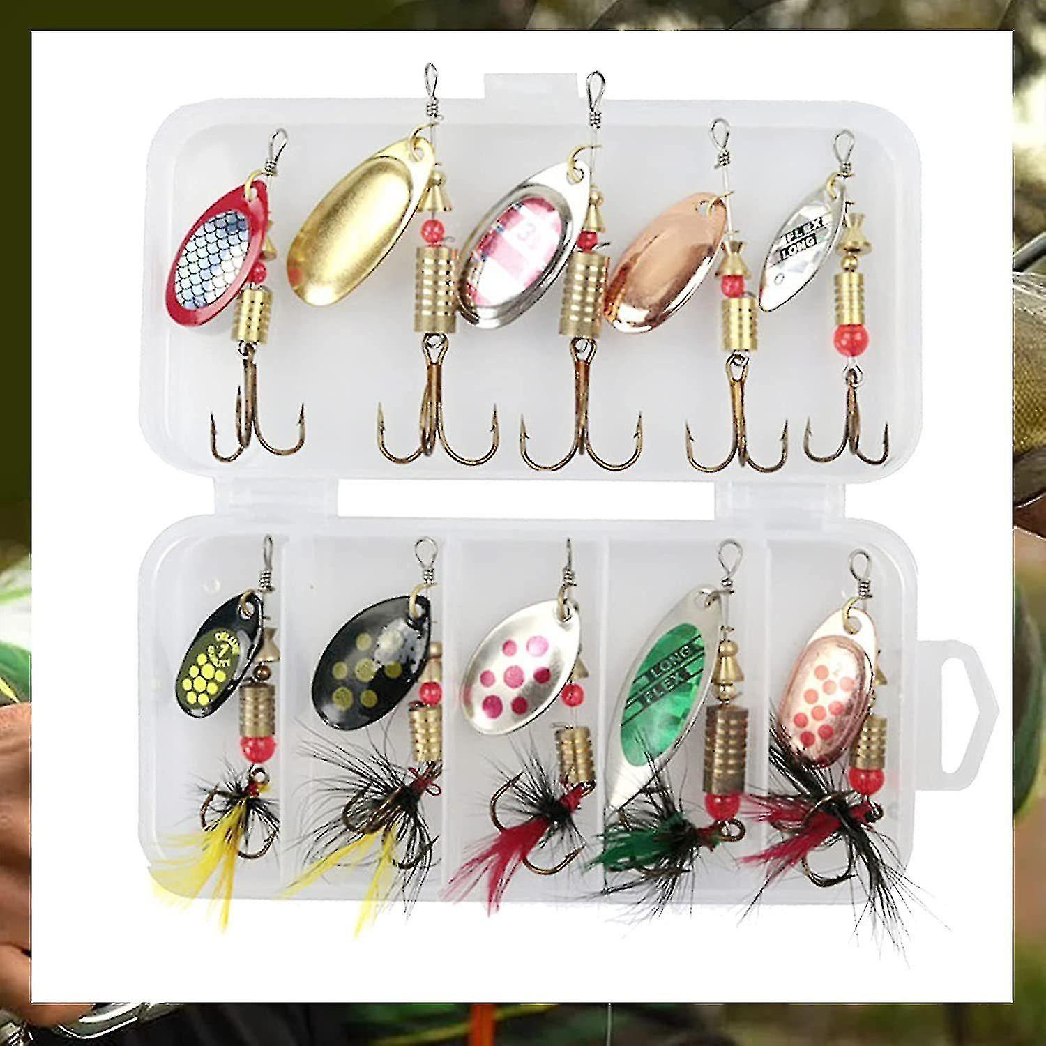 Bait 10 Piece Lure Set Trout Spoon Spinner Scintillation Shaker Set Spinner Fishing Lure Treble Hook